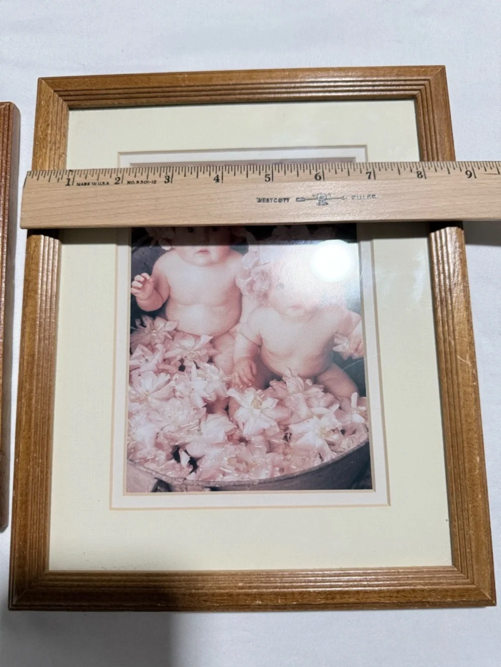 Vintage Framed Anne Geddes Bathroom Wall Artwork  Set Of 3 wood Frames 1990’s